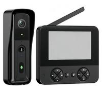 Sonnette vidéo intelligente - Sonnette avec caméra - Écran IPS de 10,9 cm - Wi-Fi - Audio bidirectionnel - Vision nocturne - Détection de mouvement - Caméra 1,3 MP - Noir