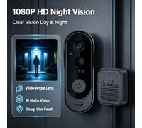 Sonnette vidéo intelligente Tuya WiFi 1080P HD, caméra de judas extérieure, interphone audio bidirectionnel, sonnette de sécurité domestique étanche Black