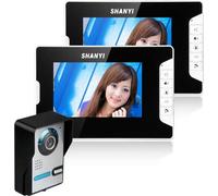 Sonnette vidéo - Kit interphone - Écran LCD 17,8 cm, 2 moniteurs, vision nocturne, filaire, prise UE, aluminium