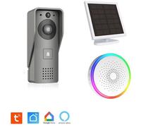 Sonnette vidéo – KYF – Wi-Fi – Rechargeable avec panneau solaire – Sonnette intérieure et carte SD de 16 Go