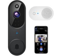 Sonnette vidéo sans fil 1080p + carillon intérieur Ring, bidirectionnel, vision stockage cloud AES-128, temps réel, protection