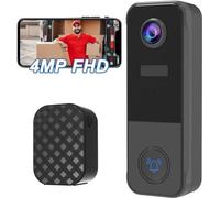 Sonnette vidéo sans fil avec caméra - Sécurité pour la maison - Sonnette compatible avec les applications - Pas de frais mensuels - Sonnette Wi-Fi pour smartphone et tablette