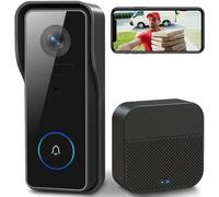 Sonnette vidéo sans fil avec caméra - Sécurité pour les appartements - Sonnette compatible avec une application - Pas de frais mensuels - Sonnette Wi-Fi pour smartphone et tablette