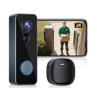Sonnette vidéo sans fil avec carillon vue de la tête aux pieds 2K HD Smart WiFi sonnette de porte avec caméra à piles Détection de mouvement Vision nocturne Audio bidirectionnel Carte SD et stockage