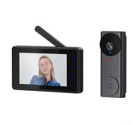 Sonnette vidéo sans fil avec écran intelligent de 4,3", interphone bidirectionnel, caméra grand angle de 120°, antenne externe pour un signal fort, enregistrement automatique avec carte mémoire