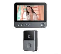 Sonnette vidéo sans fil avec écran IPS de 4,3 pouces et caméra HD grand angle de 170 °, interphone audio bidirectionnel pour la surveillance de la sécurité à domicile, sonnette extérieure étanche IP65