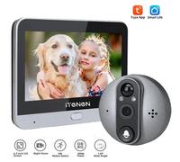 Sonnette vidéo sans fil - Caméra 3 MP - Wi-Fi 2,4 GHz - Compatible Tuya Smart - Écran couleur - Fonction interphone - Fonctionnement sur batterie