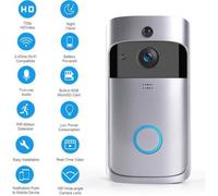 Sonnette Vidéo Sans Fil - Caméra WiFi 720P - Vision Nocturne IR - Étanche - Rechargeable USB