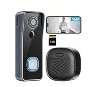 Sonnette vidéo Wi-Fi 5 MP avec caméra, sonnerie sans fil HD 2,5K avec caméra, compatibilité Alexa, vision nocturne, détection de mouvement PIR, audio bidirectionnel, carte TF et stockage dans le cloud