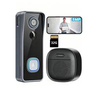 Sonnette vidéo Wi-Fi 5 MP avec caméra, sonnerie sans fil HD 2,5K avec caméra, compatibilité Alexa, vision nocturne, détection de mouvement PIR, audio bidirectionnel, carte TF et stockage dans le cloud