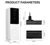 Sonnette vidéo Wi-Fi intelligente - Caméra de porte - Audio bidirectionnel - Vision nocturne - Sans fil - Sécurité domestique