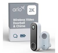 Sonnette vidéo WiFi - Caméra 2K sans fil avec carillon - Détection de mouvement - Vision nocturne - Blanc - Pour la porte d'entrée et l'extérieur
