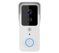 Sonnette vidéo WiFi - Interphone - Audio bidirectionnel - Vision nocturne - WiFi double bande 2,4/5 GHz - Caméra 1,3 MP - Objectif 2 mm - Blanc