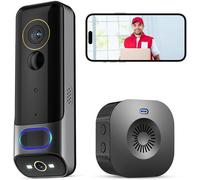 Sonnette vidéo WiFi sans fil avec sonnerie, HD 1080p, sonnette vidéo intelligente avec caméra, alimentée par piles, surveillance vidéo sans fil, sonnerie incluse