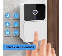 Sonnette vidéo WiFi sans fil pour la sécurité de la maison - Caméra HD, vision nocturne, interphone bidirectionnel et fonction de changement vocal WHITE