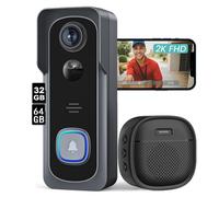 Sonnette vidéo Wifi, Smart Home sonnette de porte avec caméra, Doorbell caméra, 32&64GB carte mémoire