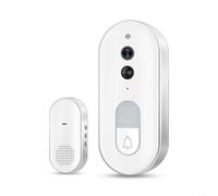 Sonnette vidéo WiFi Tuya avec caméra, vision nocturne HD 720p, grand angle de 160°, audio bidirectionnel, détecteur de mouvement PIR, étanche IP54, pour maison intelligente (blanc)