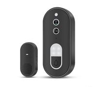 Sonnette vidéo WiFi Tuya avec caméra, vision nocturne HD 720p, grand angle de 160°, audio bidirectionnel, détecteur de mouvement PIR, étanche IP54, pour maison intelligente (noir)