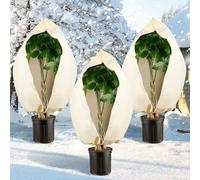 Sonnewelt 3 pièces Protection hivernale pour plantes, 120 x 180 cm | avec fermeture éclair et cordon de serrage, protection contre le gel pour la mise en hiver des plantes en pot et des arbres