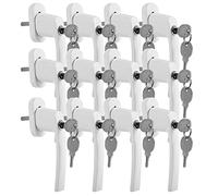 Sonnewelt Lot de 12 poignées de fenêtre de sécurité verrouillables en aluminium, sécurité enfant avec serrure de longueur 35 mm, serrure de fenêtre avec clé, poignée de fenêtre blanche