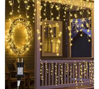Sonnewelt Lumineux Extérieur Guirlande Lumineuse pluie de Glace Blanc Chaude 5 m 200 LED Eclairage Décoration 8 modes d'éclairage IP44 Etanche Noël Pâques Mariage Extérieur Intérieur