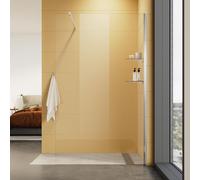 SONNI 100 x 200 x 0,8 cm Porte de douche fixe avec deux étagères en verre