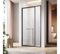SONNI 100x195 cm noir mat Charnières invisibles Porte de douche, 6mm verre de sécurité, porte de douche avec un mot
