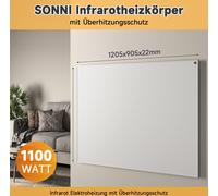 SONNI 1205x905mm chauffage infrarouge 1100W blanc chauffage infrarouge radiateur électrique panneau chauffant infrarouge chauffage mural thermostat pour radiateur 5 couches