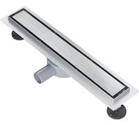 SONNI 50cm écoulement de sol plat caniveaux de douche, siphon réglable à 360°, inox design 2 en 1, avec stop odeur et tamis à cheveux écoulement sur le bord
