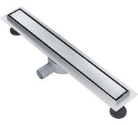 SONNI 60cm écoulement de sol plat caniveaux de douche, siphon réglable à 360°, inox design 2 en 1, avec stop-odeur et tamis à cheveux écoulement sur le bord