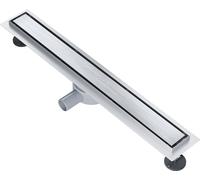 SONNI 70cm écoulement de sol plat caniveaux de douche, siphon réglable à 360°, inox design 2 en 1, avec stop odeur et tamis à cheveux écoulement sur le bord