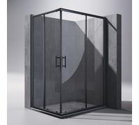 SONNI 76x120x195cm Noir Cabine de douche accès d'angle porte coulissante Double porte de douche accès d'angle verre ESG Cabine de douche