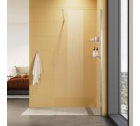 SONNI 90 x 200 x 0,8 cm Porte de douche fixe avec deux étagères en verre