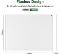 SONNI chauffage infrarouge 1100W blanc chauffage infrarouge 1205x905mm radiateur électrique panneau chauffant infrarouge chauffage mural thermostat de radiateur 5 couches de chauffage