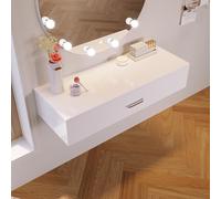 SONNI Commode suspendue avec tiroirs de grandes compartiments, chevet et table de maquillage, table d'ordinateur et bureau moderne, blanc, 100 x 36,5 x 20 cm