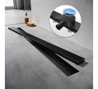 SONNI Ecoulement de sol plat Caniveaux de douche 360° Siphon réglable en acier inoxydable 90cm 2 en 1 Design avec stop-odeur et tamis à cheveux Ecoulement de bord