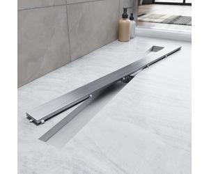 SONNI Ecoulement de sol plat Caniveaux de douche, 60cm inox design 2 en 1, siphon réglable à 360°, avec stop-odeur et tamis à cheveux Ecoulement de bord