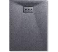 SONNI Gris Receveur de douche pour salle de bains 90x120 cm SMC aspect pierre Receveur de douche carré extra plat y compris garniture d'écoulement