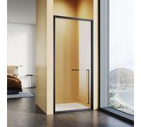 SONNI noir mat Charnières invisibles Porte de douche, 80x195 cm, porte de douche avec un, mot6 mm verre de sécurité