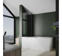 SONNI Panneau de baignoire, 120x140cm Paroi pliante, Paroi de douche pliante, NANO 6mm verre noir Pare-douche