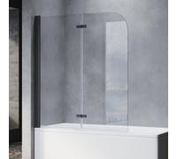 SONNI Panneau de baignoire pliable noir 120x140cm NANO verre ESG 6mm Pare-douche pour baignoire