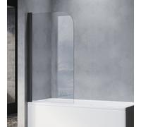 SONNI Panneau de baignoire pliable noir 80x140cm NANO verre ESG 6mm Pare-douche pour baignoire