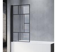 SONNI Panneau de baignoire pliable noir 80x140cm NANO verre ESG 6mm Pare-douche pour baignoire-design grillagé