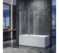 SONNI Pare-douche pour baignoire, 120x140 cm avec verre de sécurité trempé revêtu de NANO, cabine de douche pliante