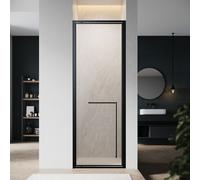 SONNI Porte de douche invisible à charnières, 70x195 cm, verre de sécurité de 6 mm, noir mat, porte de douche avec un seul mot