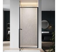 SONNI Porte de douche invisible à charnières, 90x195 cm, verre de sécurité de 6 mm, noir mat, porte de douche avec un seul mot