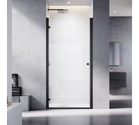 SONNI Porte de douche suspendue 100x195cm,verre de sécurité de 6mm, porte de douche avec charnière, porte de douche affleurante noir mat Parois de douche