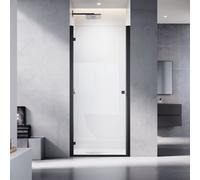 SONNI Porte de douche suspendue 90x195cm,verre de sécurité de 6mm, porte de douche avec charnière, porte de douche affleurante noir mat Parois de douche