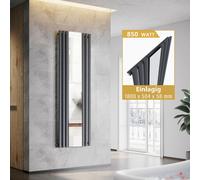 SONNI Radiateur à tubes vertical avec miroir, couleur anthracite, dimensions 1800 x 504 mm, sans élément chauffant