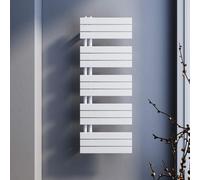 SONNI Radiateur de salle de bain 1314x500mm Sèche-serviettes Chauffage Blanc Plat Design Chauffe-serviettes Salle de bain Raccord central latéral 1160 Watt
